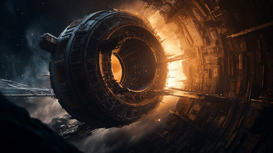 巨大黑洞飞船背景图片