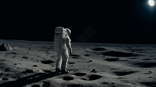 地平宇航员与月球设计图片