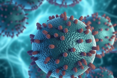 碧色寨3d医学背景与寨卡病毒细胞设计图片