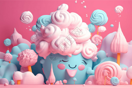 粉色甜蜜的棉花糖图片