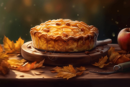 蓬松的苹果派蛋糕图片