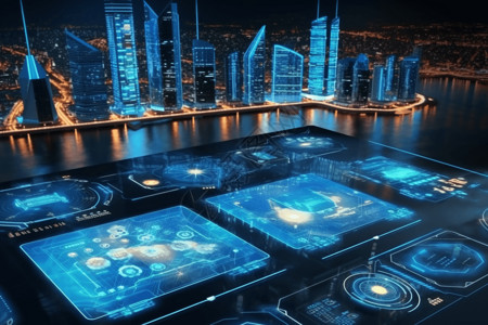 智能规划三维城市背景设计图片