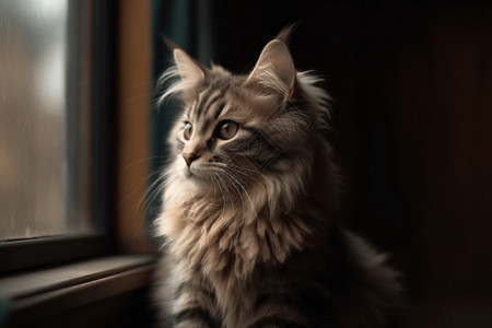 窗台上可爱的小猫背景图片