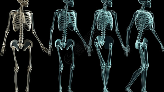 人体不同角度骨架结构背景图片