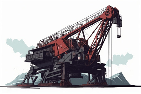 矿产煤矿开采设备插画