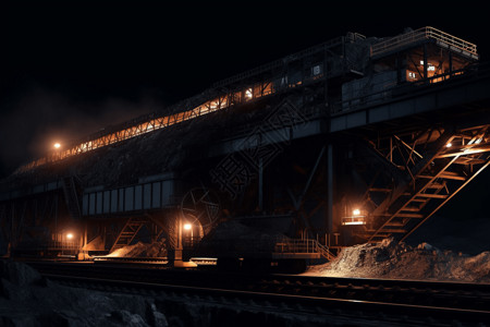 夜空中的煤矿运输图片