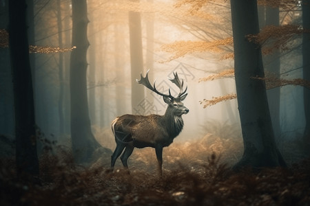 林中优雅的鹿背景图片