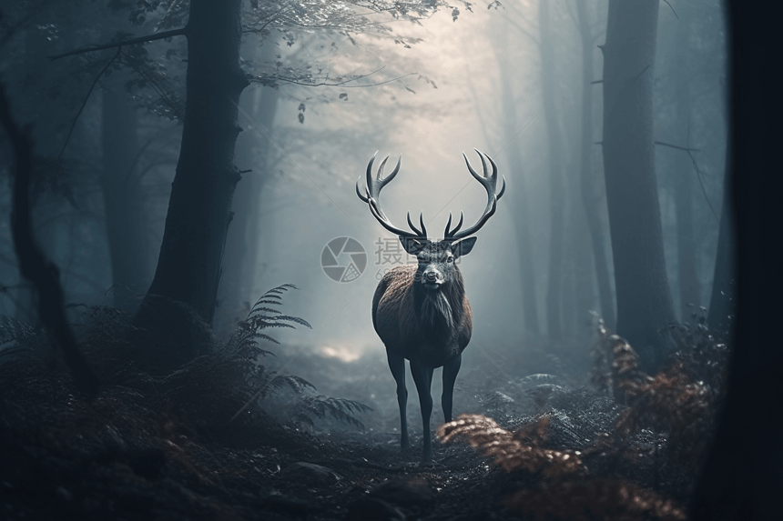 树林中优雅的鹿图片