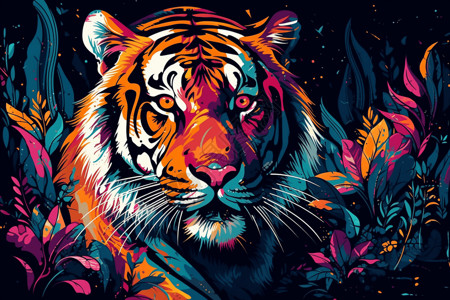 卡通林中的老虎背景图片