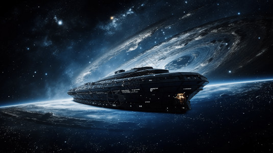 星系旅行飞船背景图片