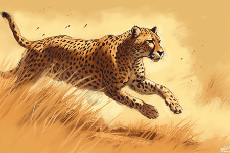 狂奔的猎豹背景图片