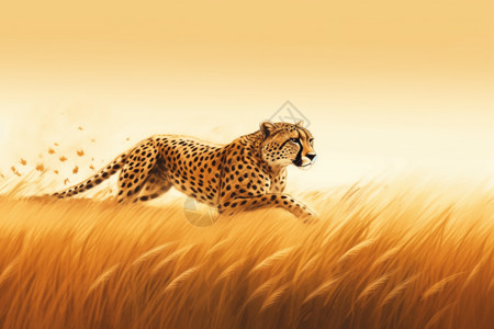草原上奔跑的猎豹图片