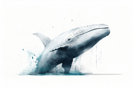 白鲸鱼白背景鲸鱼插画