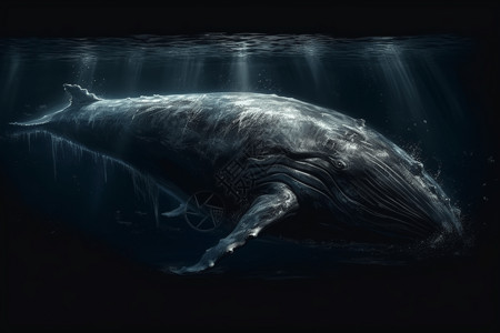 深海中的巨鲸背景图片