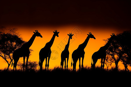 草原上的长颈鹿群图片