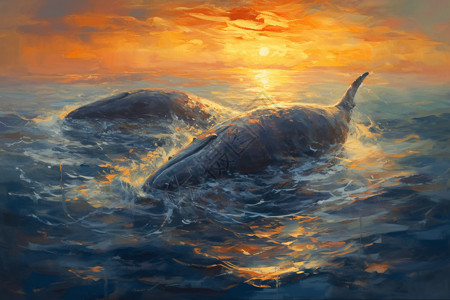 大海上的鲸鱼风景背景图片