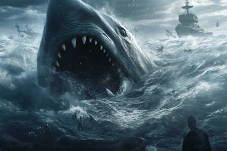 恐怖吓人的鲨鱼背景图片