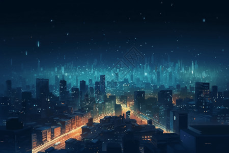 夜间的城市景观背景图片