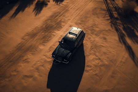 沙漠里的商务车图片