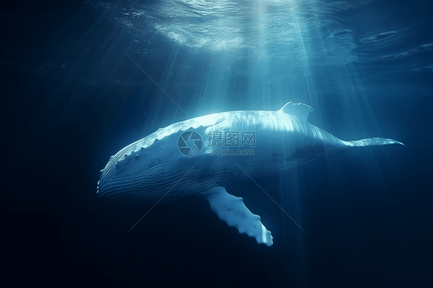 海洋中游动的鲸鱼图片