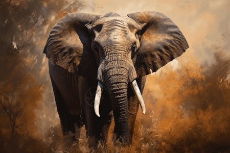 保护濒危动物非洲沙雕非洲大草原上的大象插画