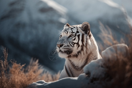 雪地的白虎图片