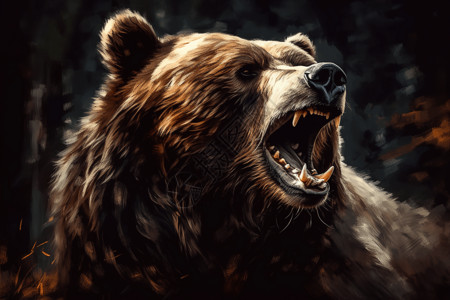 咆哮的棕熊咆哮灰熊高清图片