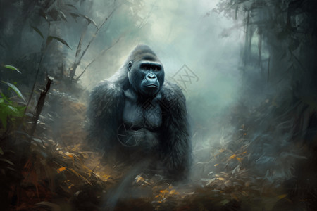 森林中的大猩猩高清图片