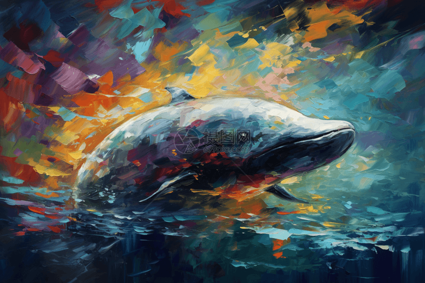抽象绘画白鲸图片