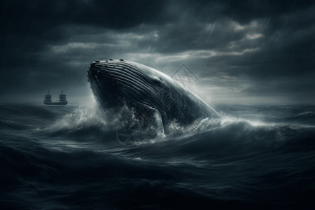 插画鲸凶悍的白鲸背景