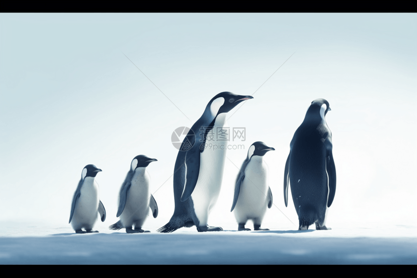 雪地中的企鹅家族图片