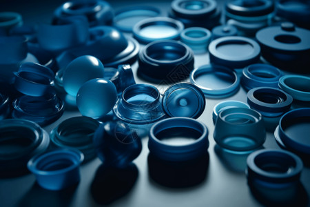 圆形塑料包装袋蓝色透明塑料圆片插画