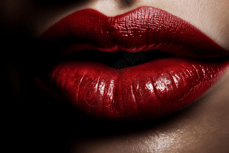 女性红色的嘴唇图片