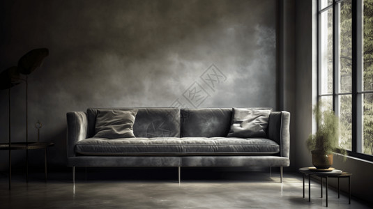 高颜值灰色沙发背景图片