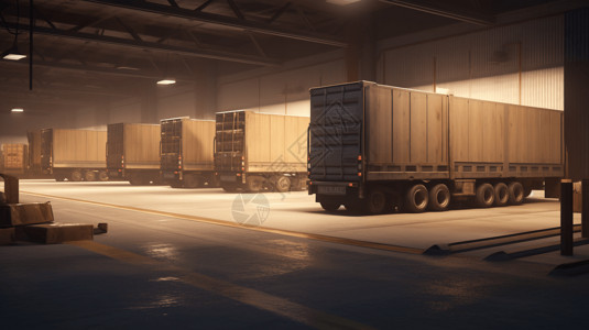 货车装卸停放在工厂的货车插画
