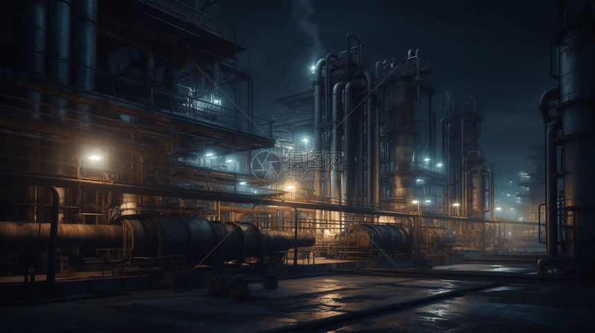 夜晚的炼油厂图片