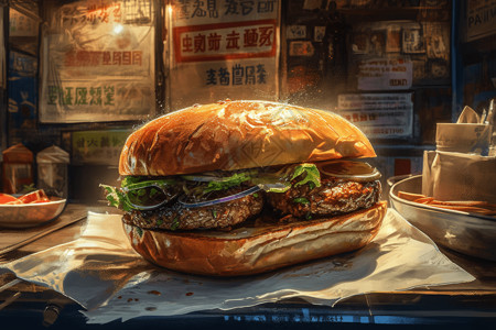 麦当劳汉堡包背景图片