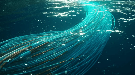 海底电缆海洋底部的光缆创意图背景