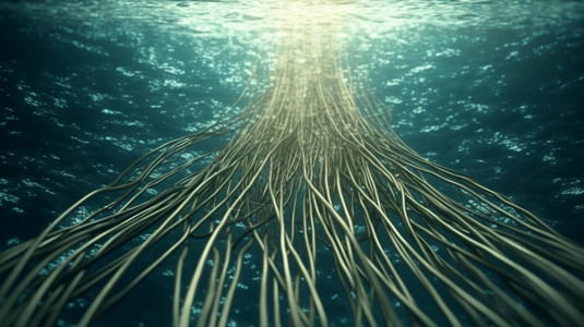 海底光缆通过海洋的光缆创意图背景