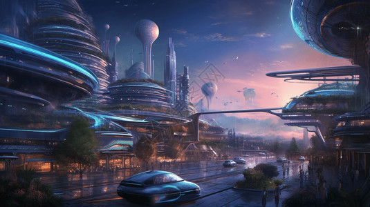一座科幻城市背景图片