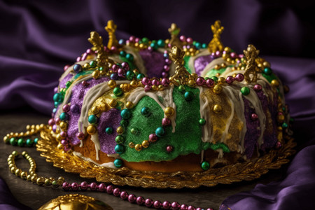 珠珠糖果装饰蛋糕背景图片