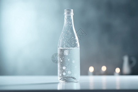 一瓶饮料桌上的一瓶苏打水背景