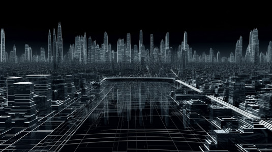 未来感的科技线条城市背景图片