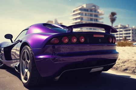 一辆紫色跑车背景图片