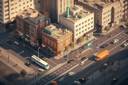 城市道路俯瞰城市道路的交通插画