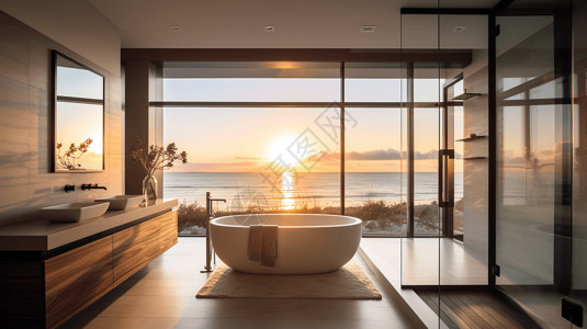 海滨浴室现代设计背景图片