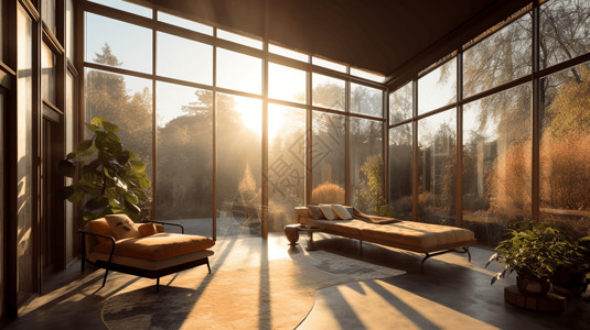 落地窗户温馨舒适的阳光房设计图片