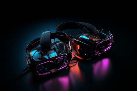 棕色全罩式耳机虚拟现实耳机设计图片