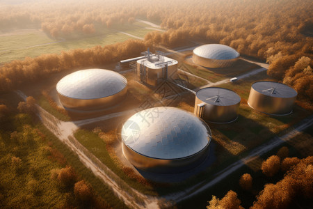 生物燃料生产工厂鸟瞰图图片
