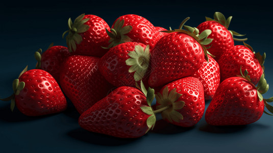 新鲜的3D草莓背景图片